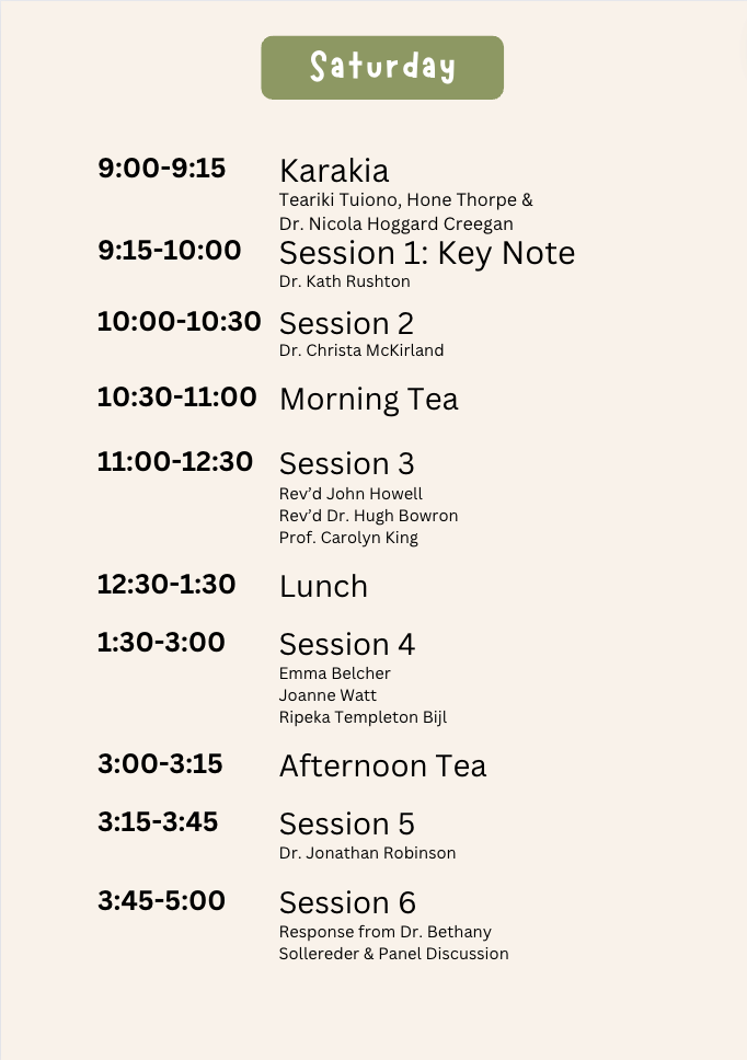 Schedule- Saturday